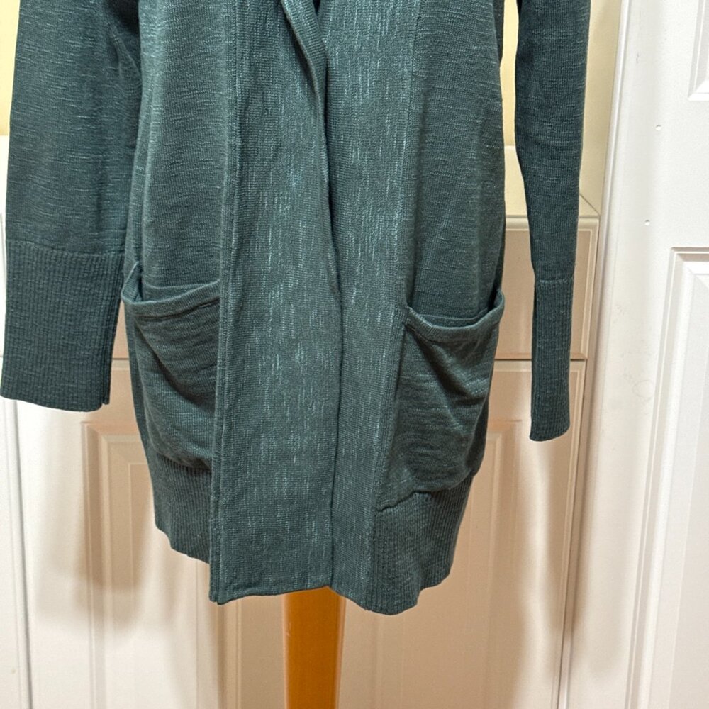 J Jill Sweater Womens M Green Knit Cardigan One Front Button Cotton Blend - Picture 5 of 11
